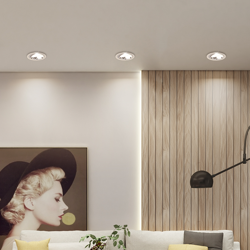 led偏光洗墙灯科锐cob射灯室内北欧无主灯嵌入式客厅吊顶天花洞灯