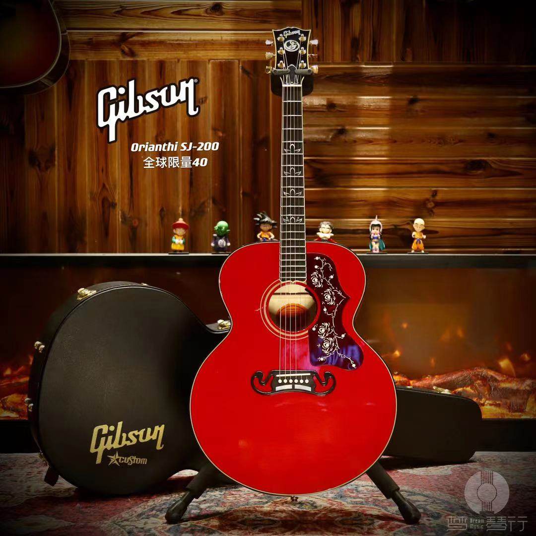 现货gibson吉普森orianthisj200限量收藏签名款电箱民谣吉他民谣吉他