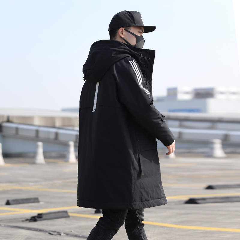 派克羽绒服男中长款2021新潮牌冬季外套青少年学生工装加厚爆款