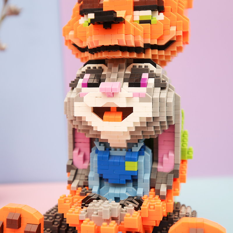 兼容乐高钻石小颗颗粒疯狂动物尼克朱迪动漫周边摆件塑料积木