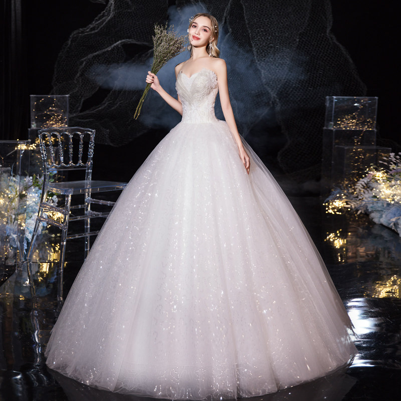 婚纱2020新款气质新娘森系抹胸显瘦婚纱