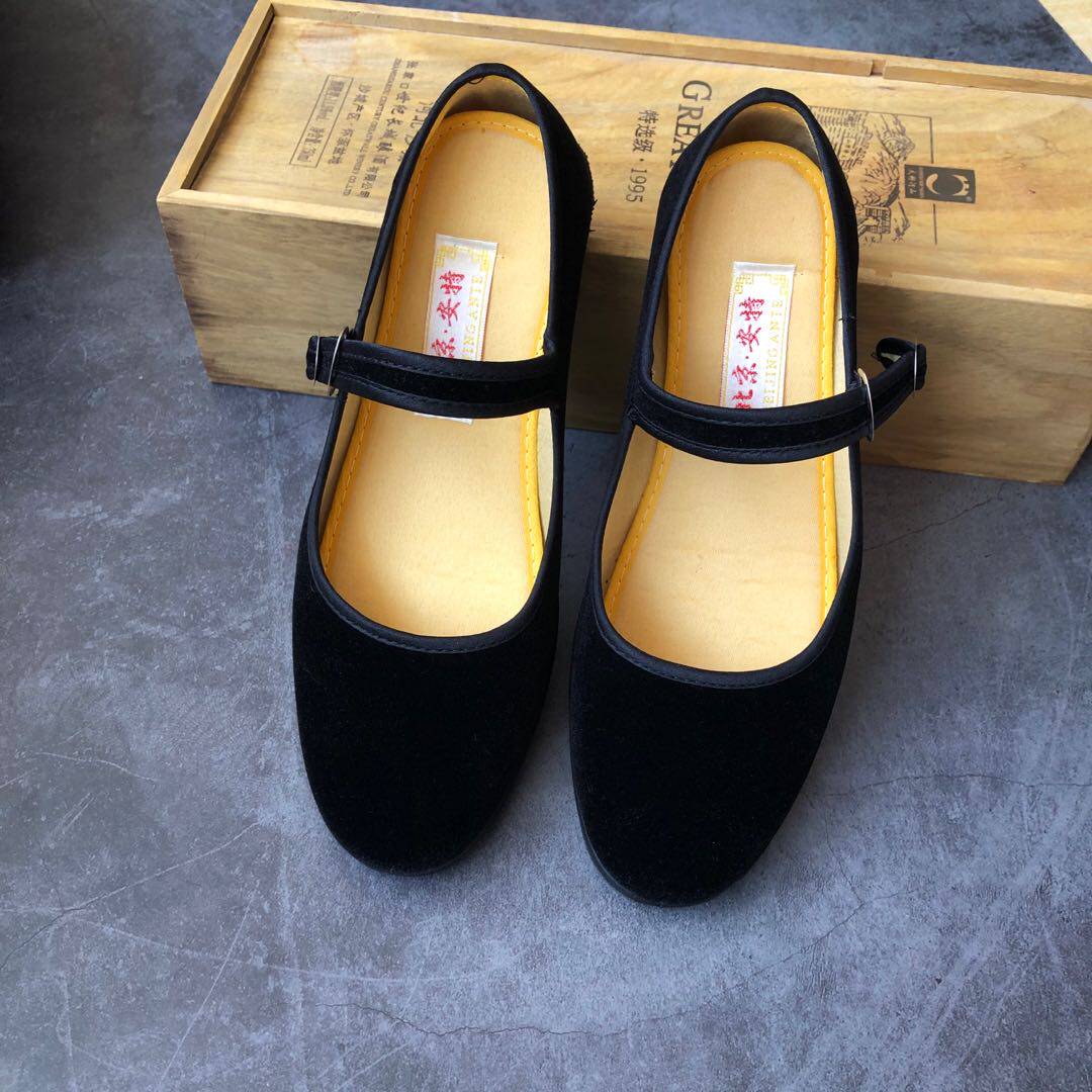 老北京一字酒店工作传统布鞋平绒礼仪广场广场舞布鞋
