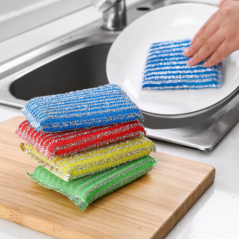 家用洗碗百洁布吸水洗碗布抹布刷锅布耐用厨房清洁刷炫彩四片装