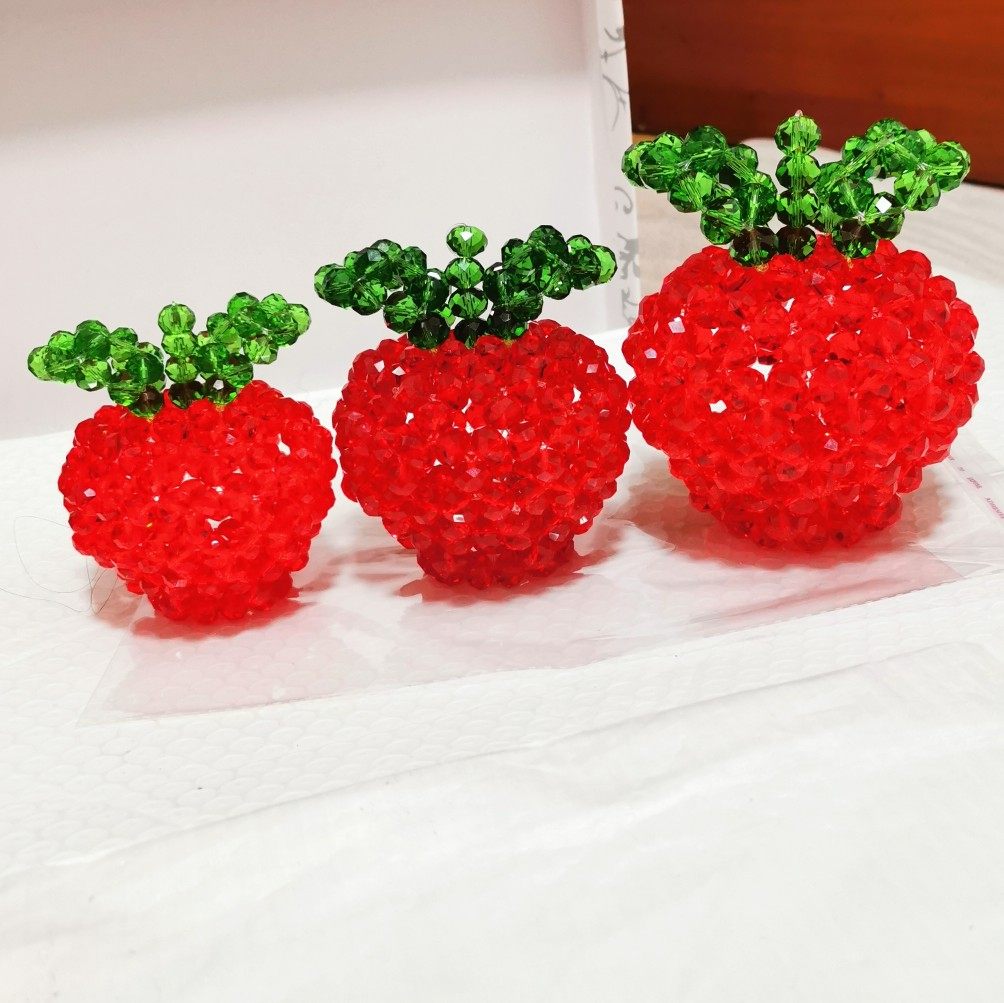 水晶串珠手工编制圣诞平安苹果家居车内饰品摆件