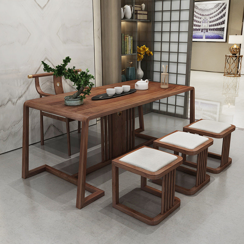 茶桌新中式功夫阳台茶室客厅现代简约胡桃禅意茶台茶几