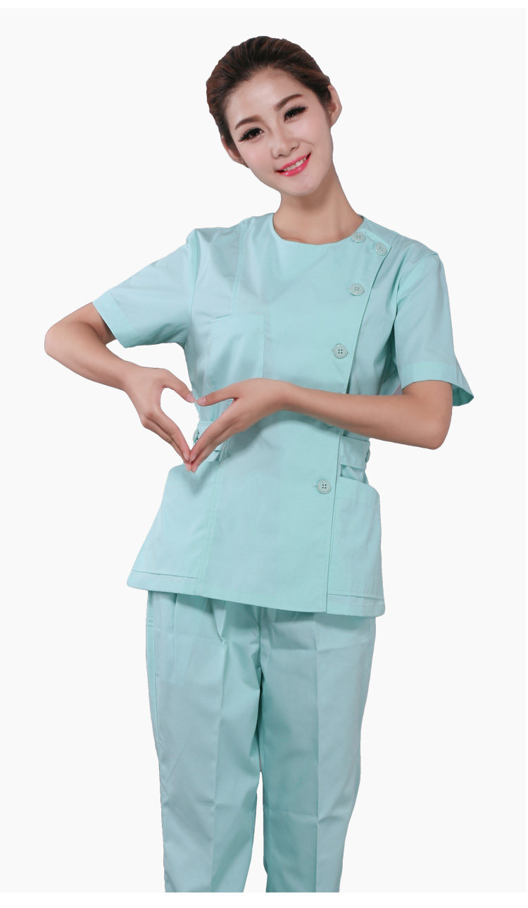 南丁格尔护士服护工服偏襟无领医护套装夏装短袖医护制服