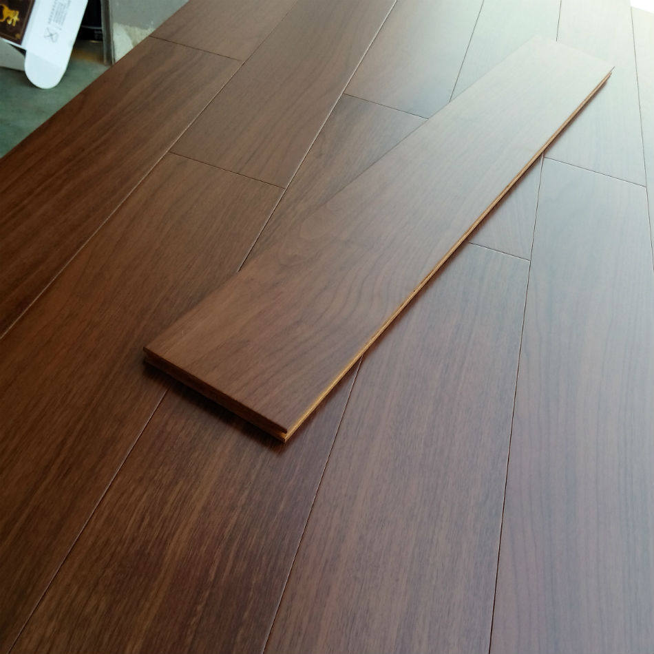 美式田园实木复合地板美国胡桃原色咖色烤漆亚光实木复合地板
