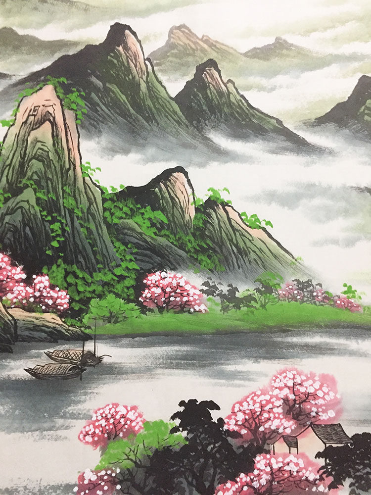 春和景明山水画手绘风水国画客厅酒店办公室字画挂画国画