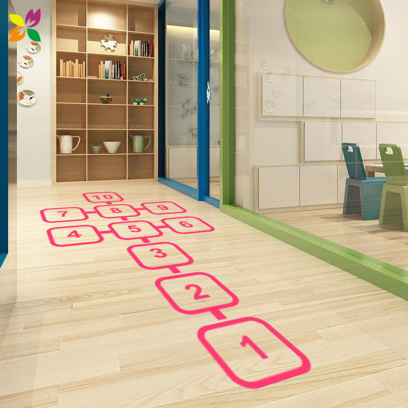 儿童游戏跳房子地贴跳格子幼儿园装饰教室布置地面贴纸墙贴