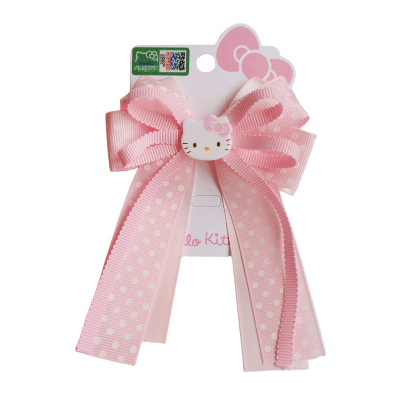 hellokitty蝴蝶结发夹波点顶凯蒂猫丝带发卡少女儿童流苏发饰