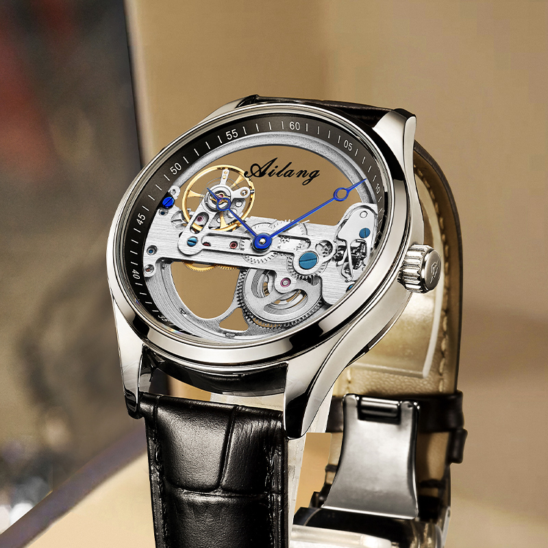 瑞士正品手表男士镂空陀飞轮超薄2022新款全自动机械表黑科技男表