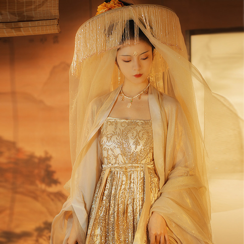 云月梢原月梢唐诃子金玉良缘配套帏帽纱帽汉服帽子帽子