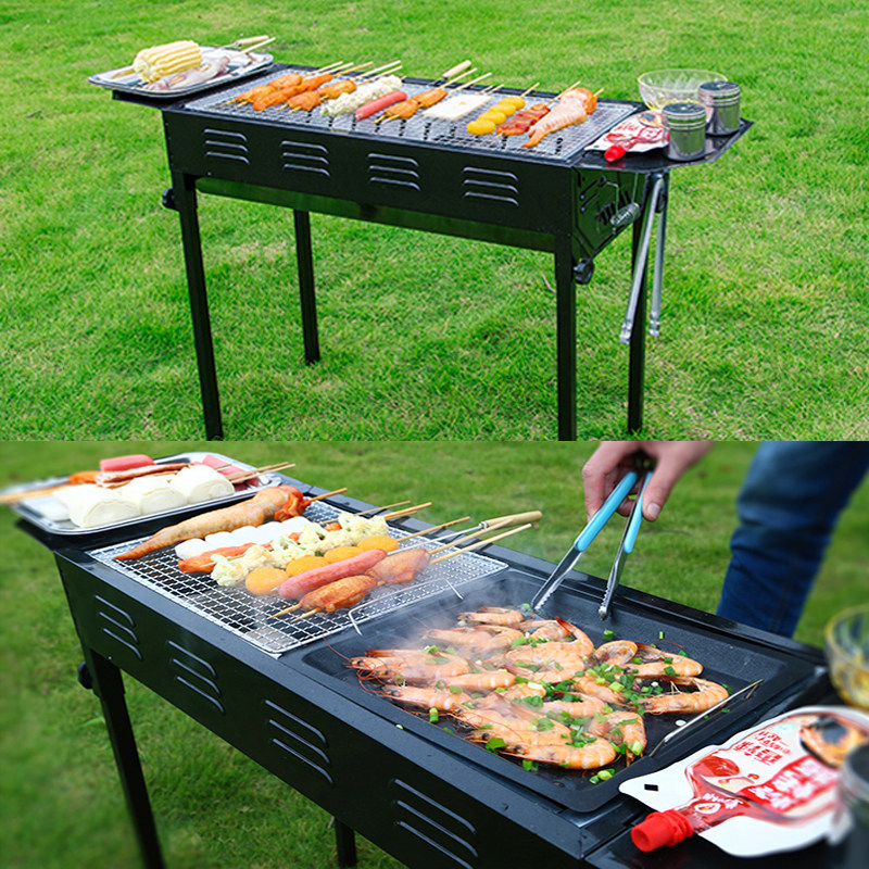野外烧烤架户外5一8人以上特大号碳烤炉家用木炭加厚庭院全套工具