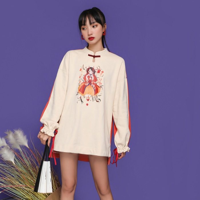 旗袍秋装2021年新款汉服女秋冬唐装冬装年轻款中国风女装国潮卫衣