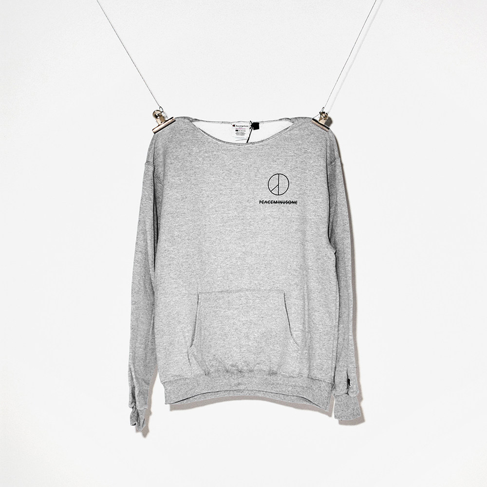 gd同款连套头抓绒卫衣peaceminusone不规则破坏洞黑灰色卫衣