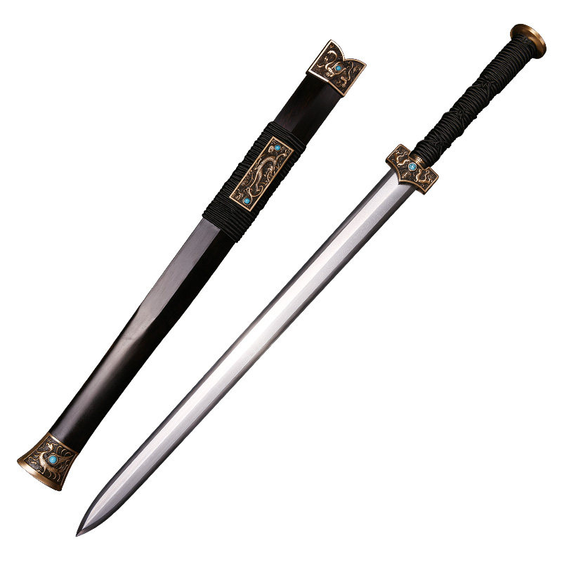 花纹钢四大神兽短汉剑汉王剑未开刃 龙泉市泉字号宝剑四神汉剑铜装