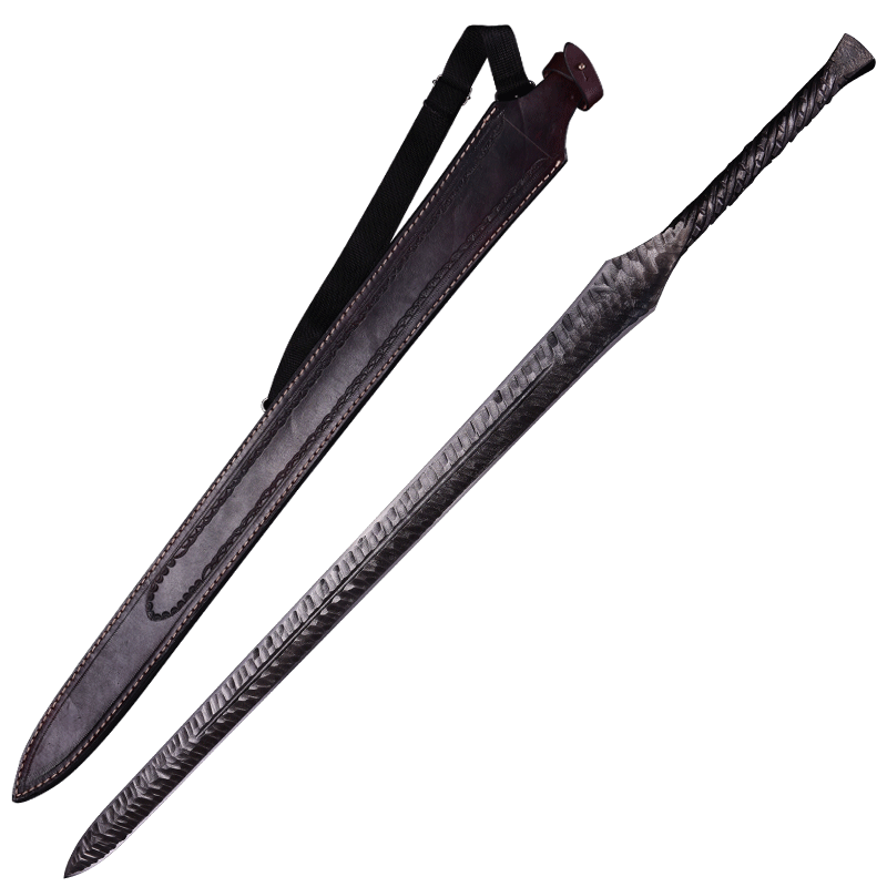 宝剑龙泉市字号虹剑锤锻烤蓝一体汉剑扭转手工刀剑