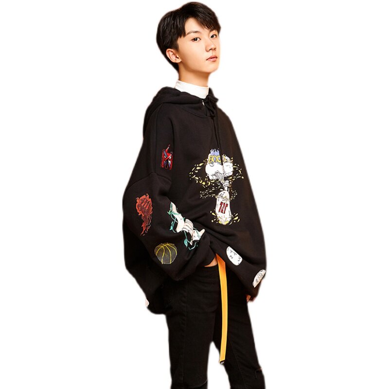 时代少年正版韩都衣舍明星同款宽松连帽卫衣女马嘉祺卫衣