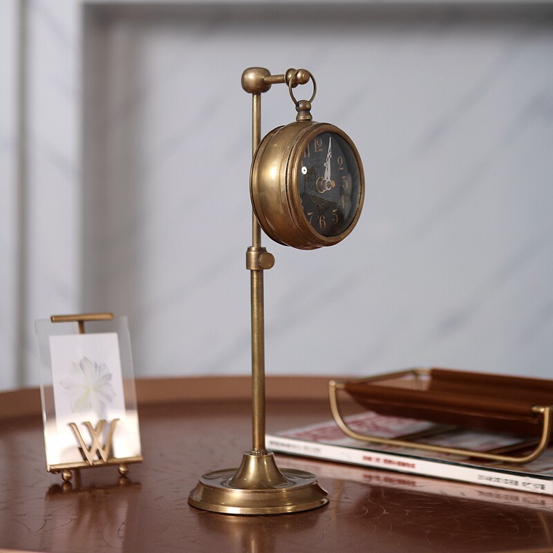 欧美美式印度进口黄铜可调高度创意时钟座钟座钟
