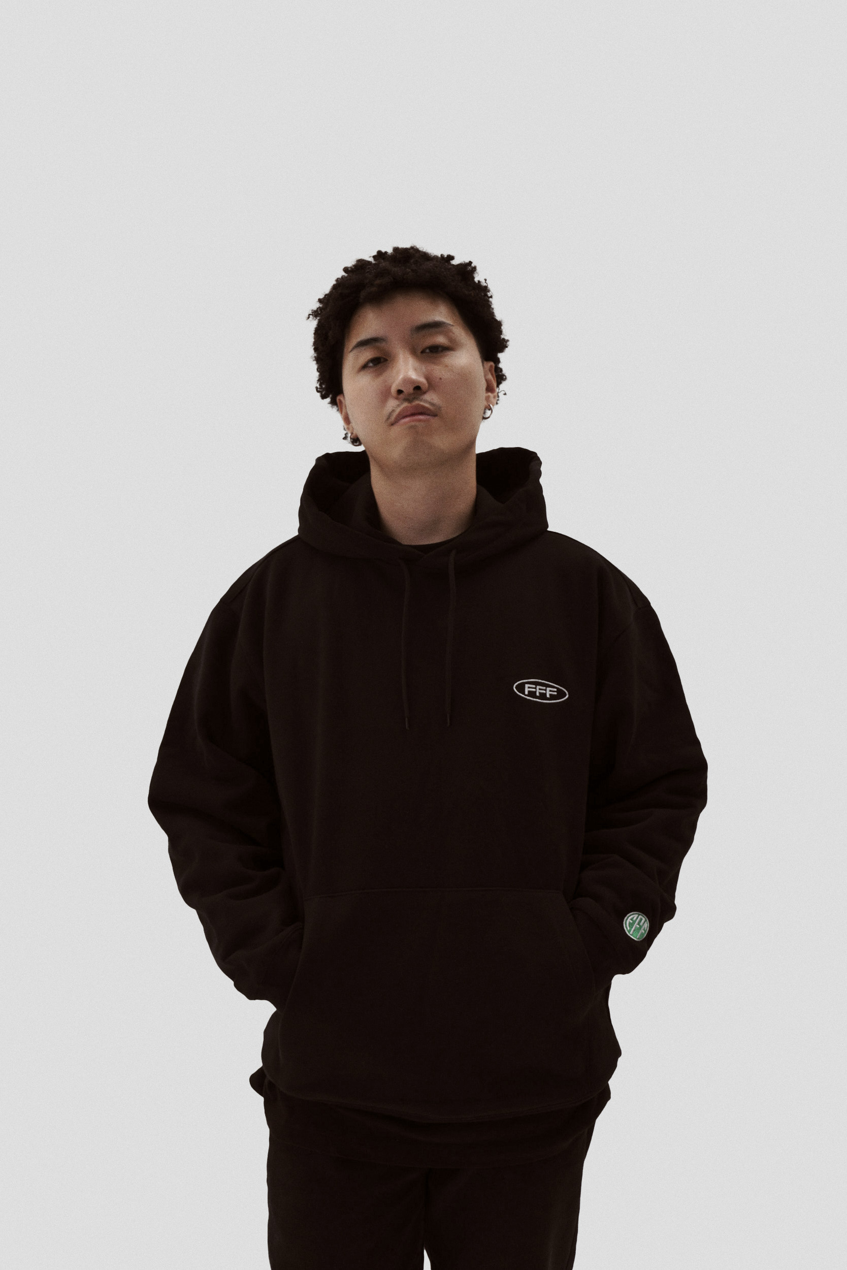 FFF2022春季新款纯色刺绣卫衣男国潮上衣双色帽衫男潮牌休闲外套