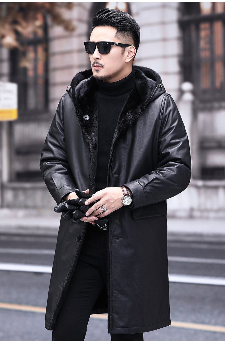 貂皮大衣男整貂头层牛皮两面穿进进口水貂内胆皮衣
