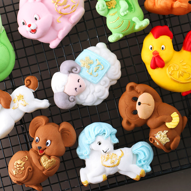 十二生肖模具翻糖巧克力蛋糕装饰3d立体硅胶手工盐雕石膏冰雕模具