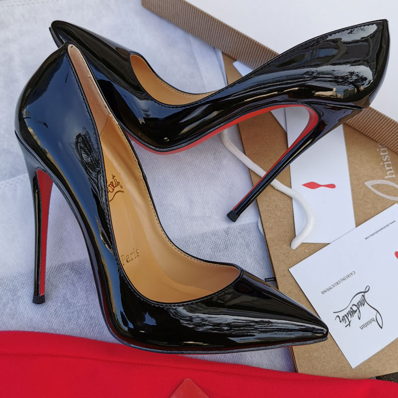 cl高跟鞋欧美红底鞋细跟浅口大码尖头女鞋41一43cl超高跟单鞋12cm