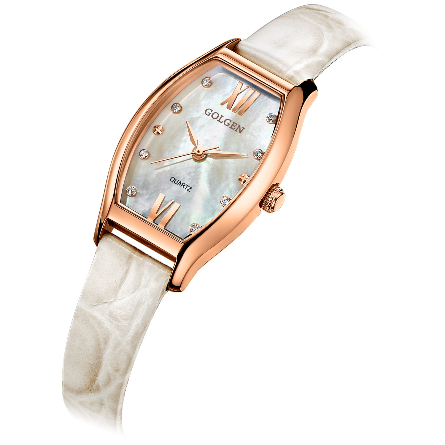 古尊酒桶型贝母女表女式腕表防水皮带钢带石英表19015