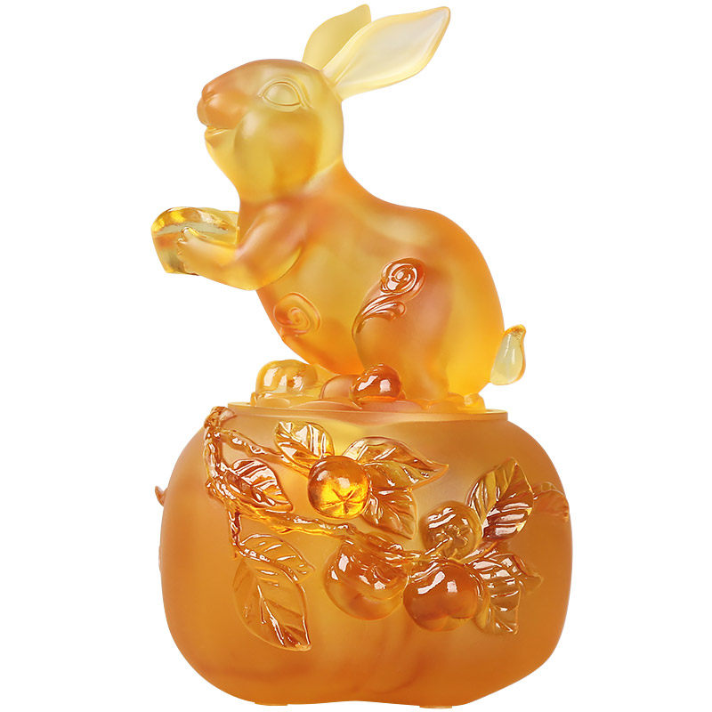 琉璃如意如意兔兔子摆件生肖办公室客厅玄关装饰装饰摆件