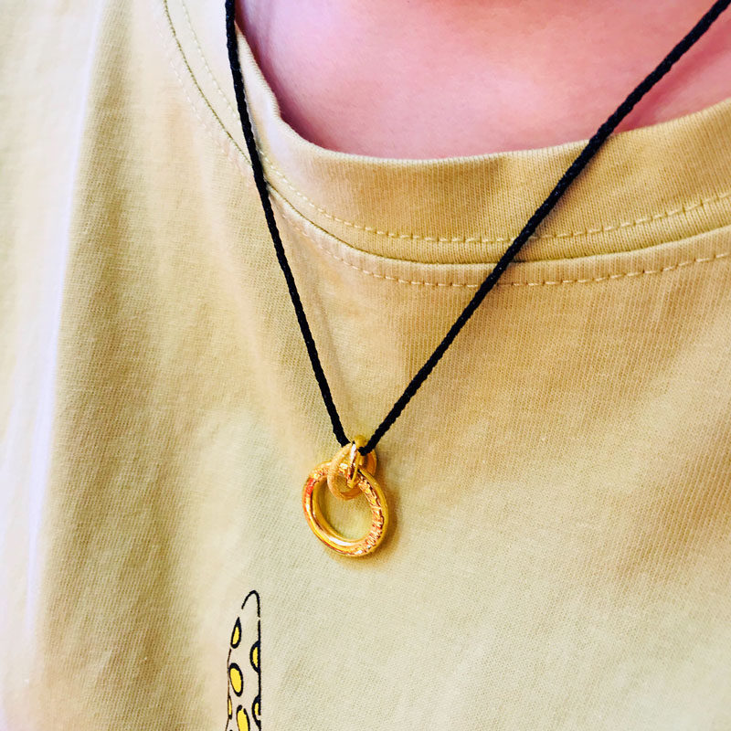 黄金圆环吊坠love三环双圈足金9999项链简约计价黄金吊坠