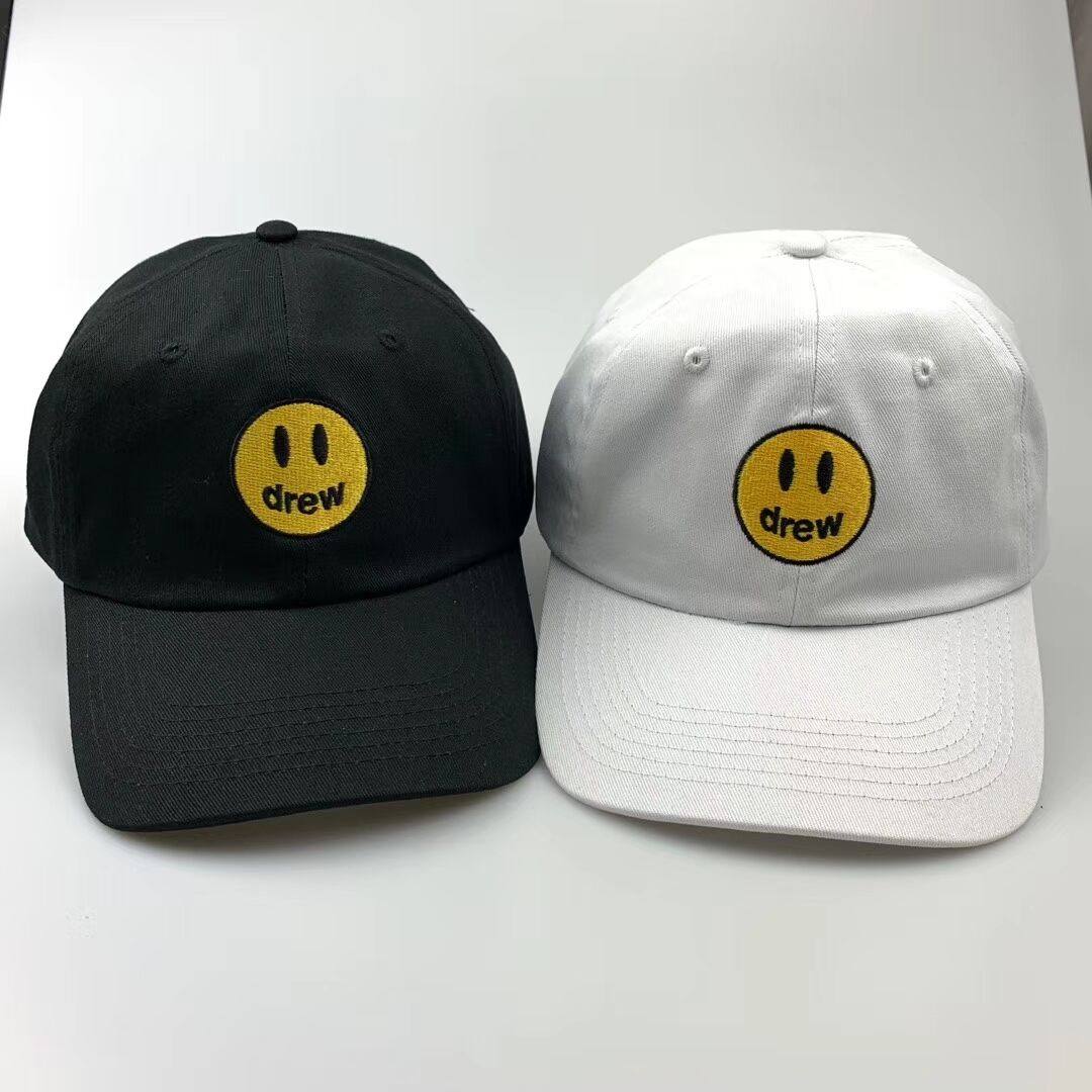drewhouse比伯黑色笑脸鸭舌帽drew棒球帽卷边男女ins帽子