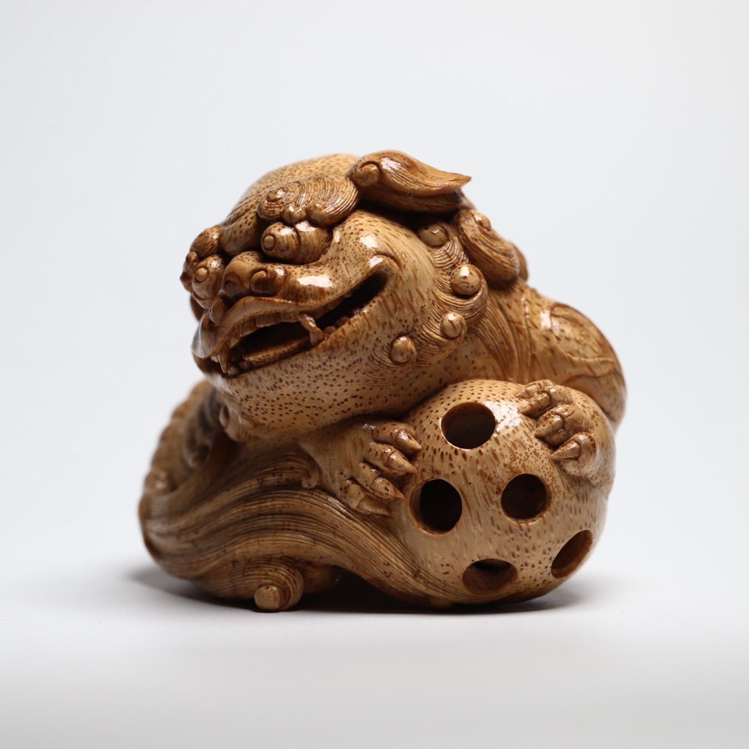 绣球狮子根雕品竹精品国强宁竹杨国强大师工艺美术竹编