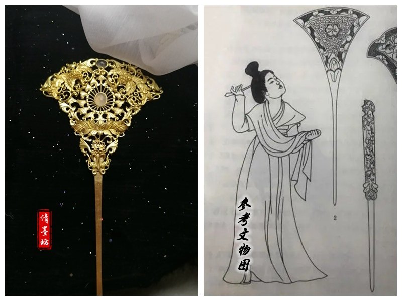 唐式拔复原原款华胜簪唐制发发饰汉服头饰诃子cosplay配件