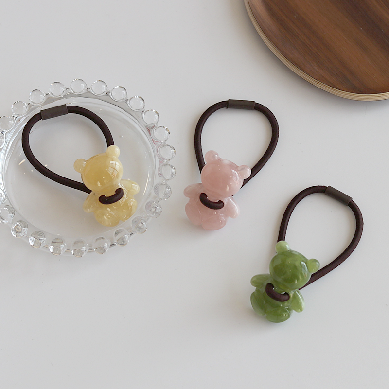 小熊卡通头绳水墨纹日系简约扎马尾皮筋发圈可爱发饰韩国头饰品女