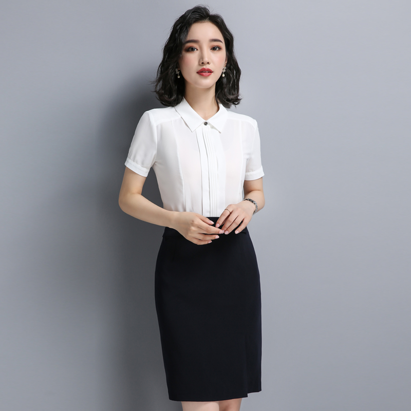职业装女2018新款ol正装工作服职业套装女两件套裙夏教师面试服装