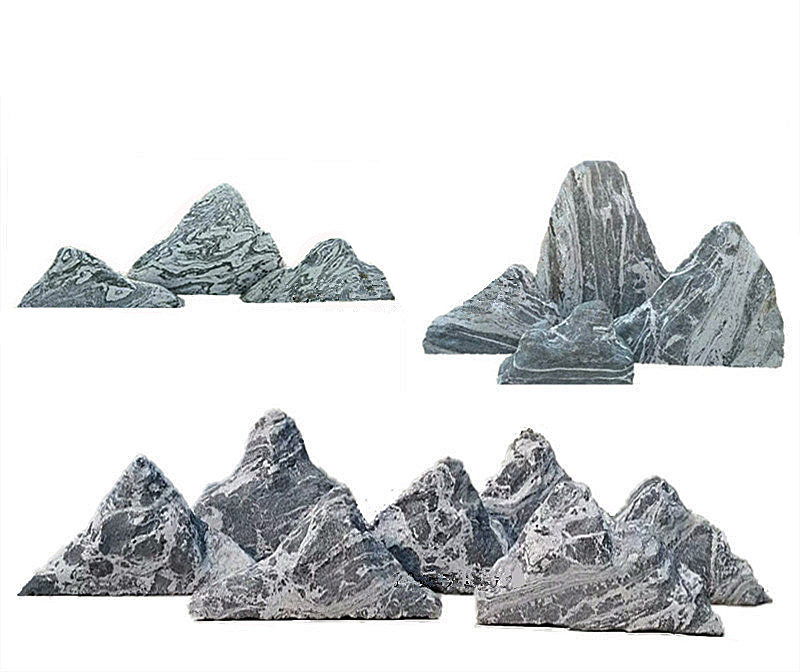 石雕雪浪石切片组合 枯山水自然石泰山石 片石假山石 庭院风景石