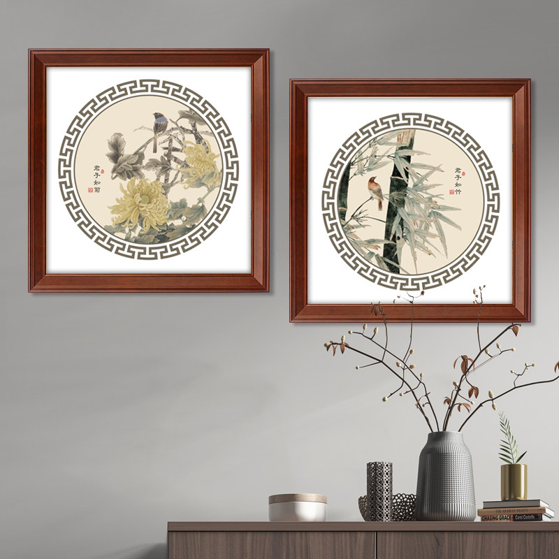 画框中式字画装裱工笔画配框国画定制尺寸长方形相框