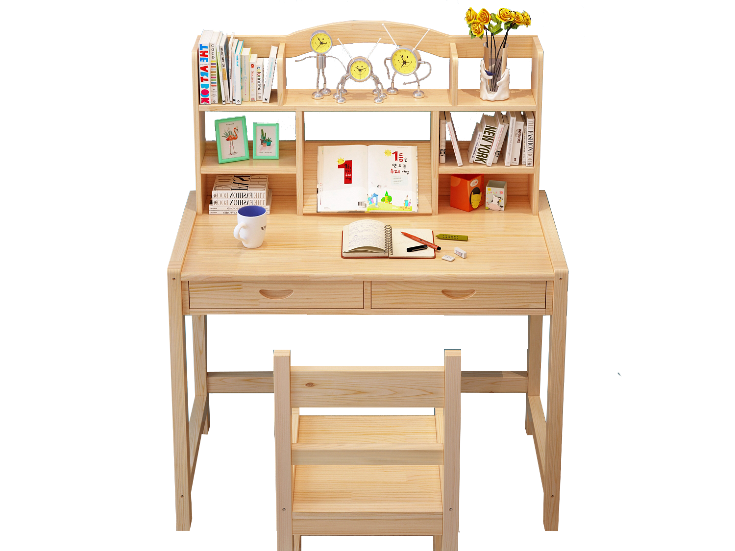 实木儿童升降学习桌儿童书桌写字桌椅套装小学生课桌椅家用作业桌
