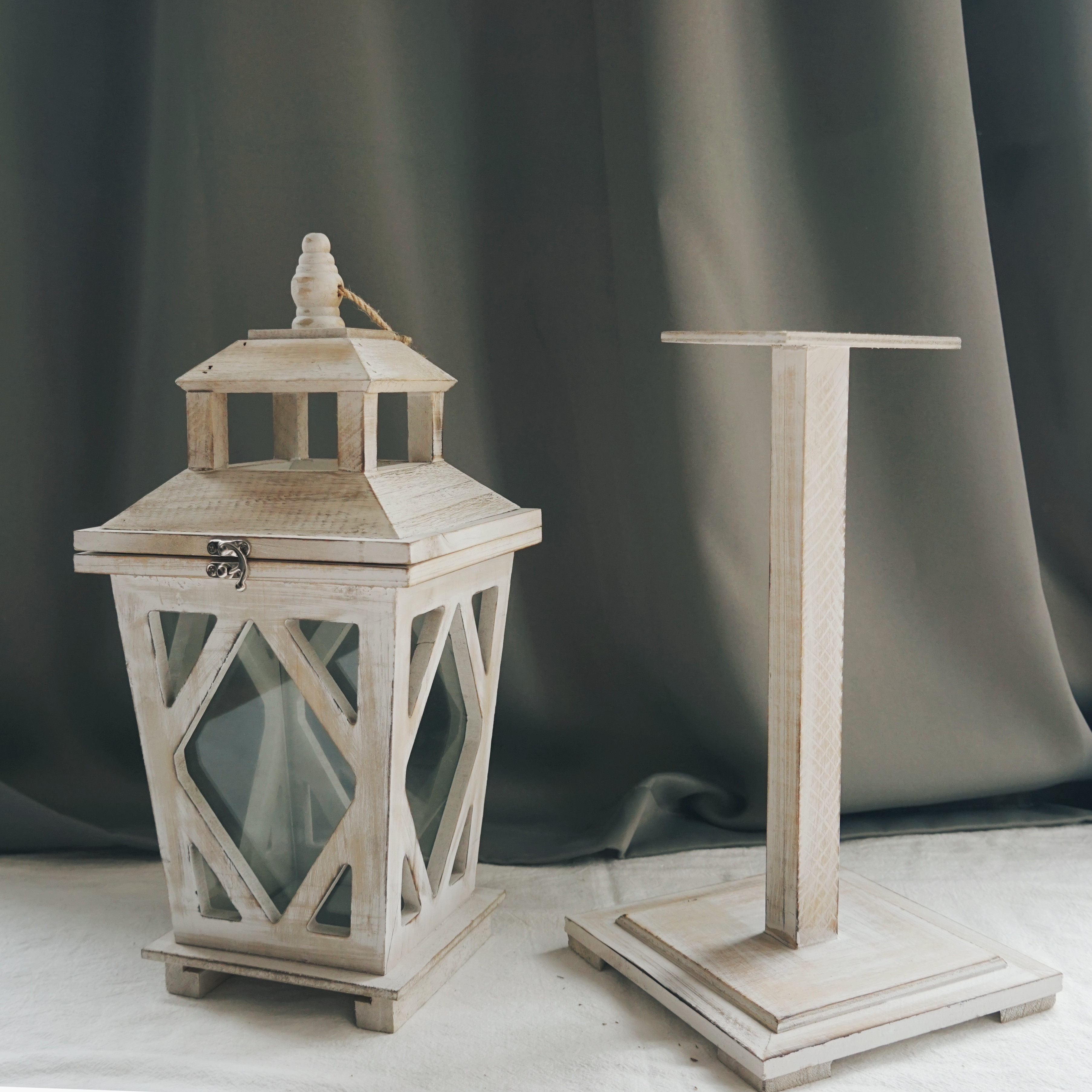 烛台欧式复古做旧浪漫摆件防风落地木风大型烛台