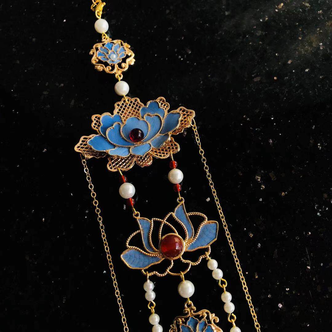 拈花阁原创仿点翠鹅毛复古故宫发簪古风发饰汉服明制头饰