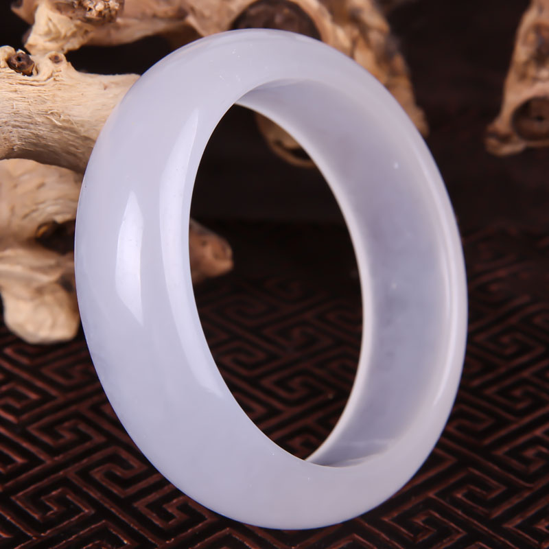 新疆昆仑玉冰种玉石手镯女款旺夫冰透镯子玻璃手饰