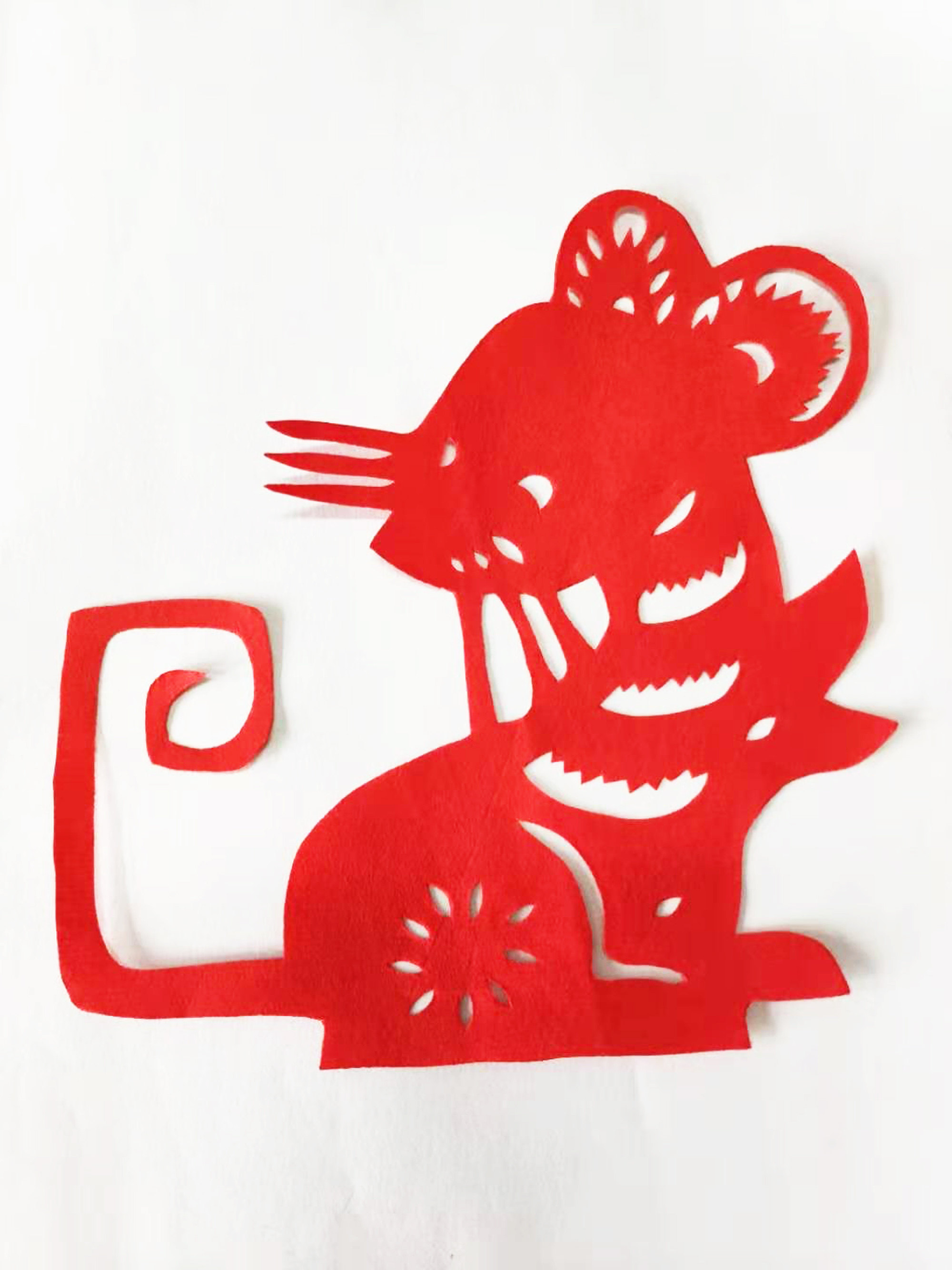 老鼠鼠年吉祥剪纸贴纸手工窗花花红宣纸中国特色喜字