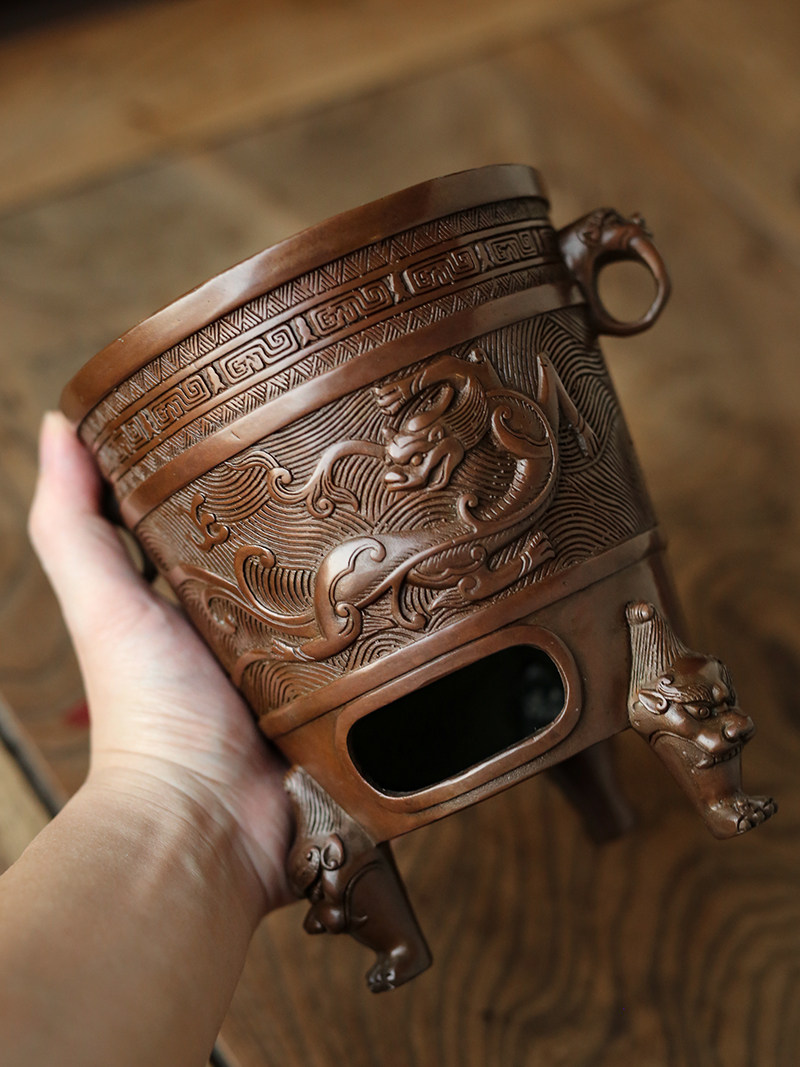 玩物集手工纯铜制炭炉小号茶道铜炉