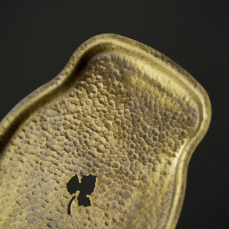 手工青铜铜锤目纹壶茶壶托壶储水干泡台海海棠茶盘