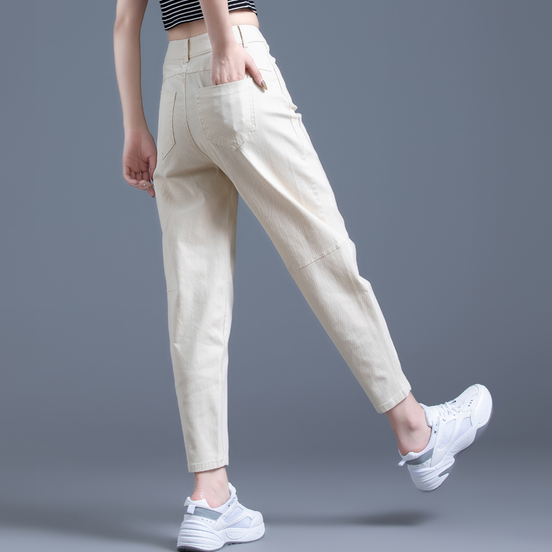 白色裤子女2022新款萝卜裤高腰夏季薄款春秋休闲裤哈伦裤九分女裤