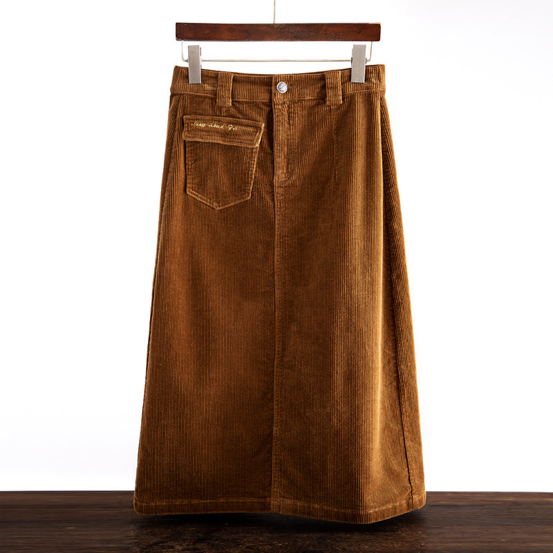 棕色复古灯芯绒半身裙女秋冬咖色高腰显瘦遮胯半身裙