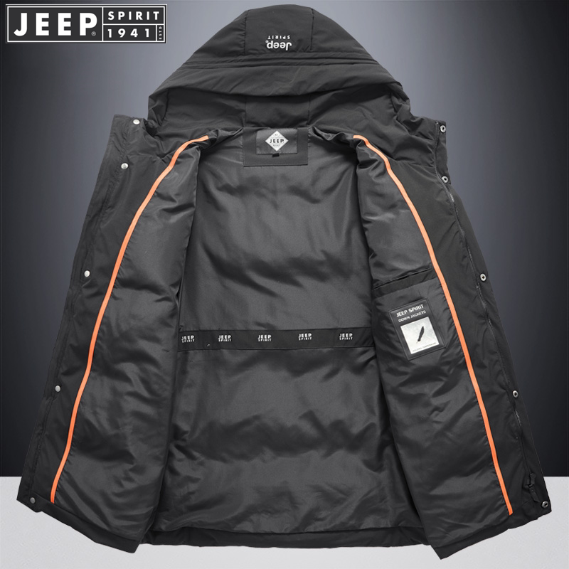 jeep吉普正品男士羽绒服中长2020冬季新款棉衣羽绒服