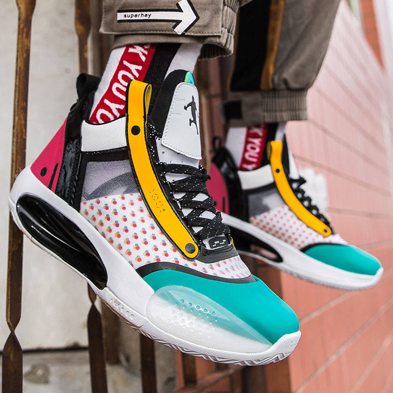 aj34代郭艾伦篮球鞋男鞋高帮防滑耐磨冰蓝白镭射黑白全明星运动鞋