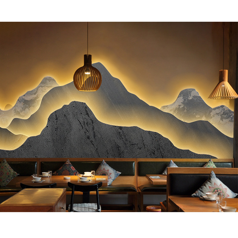 宝纳陈设售楼酒店造景景观山形中式天然新中式天然大理石