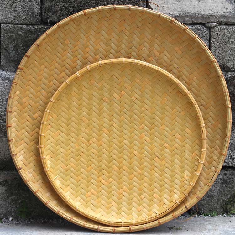 竹编竹雕手工竹编簸箕晾晒竹匾竹簸箕无孔竹筛装饰竹匾竹制品